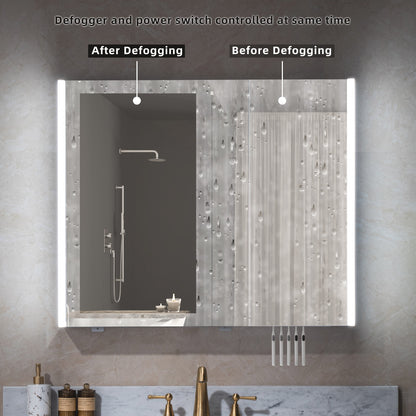 WOODBRIDGE MCL3630 | Frameless Surface Mount Medicine Cabinet | with Mirror Defogger, LED Lighting & Soft-Close Double Doors