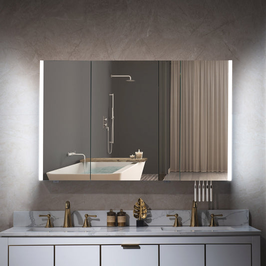 WOODBRIDGE MCL4830 | Frameless Tri-View Medicine Cabinet | with Mirror Defogger, LED Lighting & Soft-Close Doors
