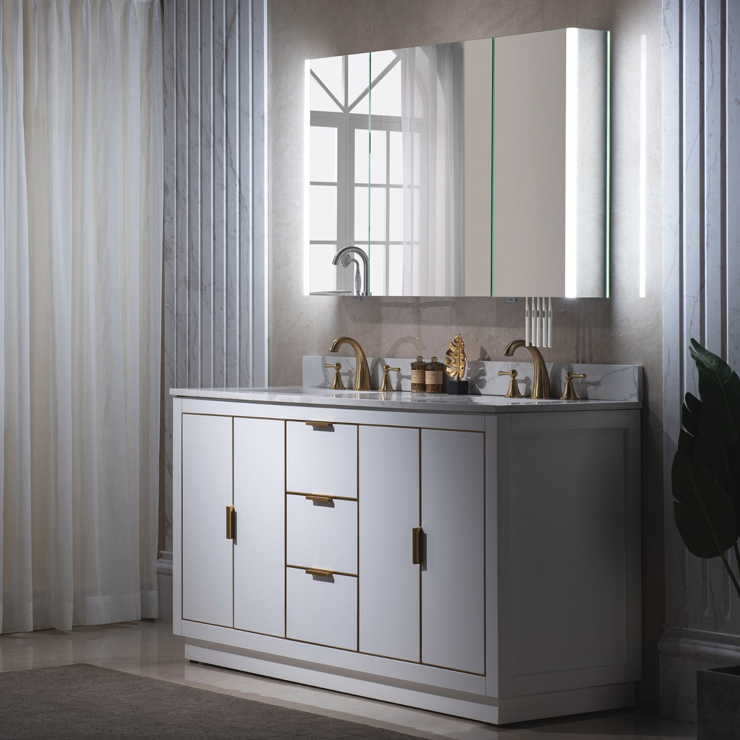WOODBRIDGE MCL4830 | Frameless Tri-View Medicine Cabinet | with Mirror Defogger, LED Lighting & Soft-Close Doors