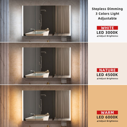 WOODBRIDGE MCL4830 | Frameless Tri-View Medicine Cabinet | with Mirror Defogger, LED Lighting & Soft-Close Doors