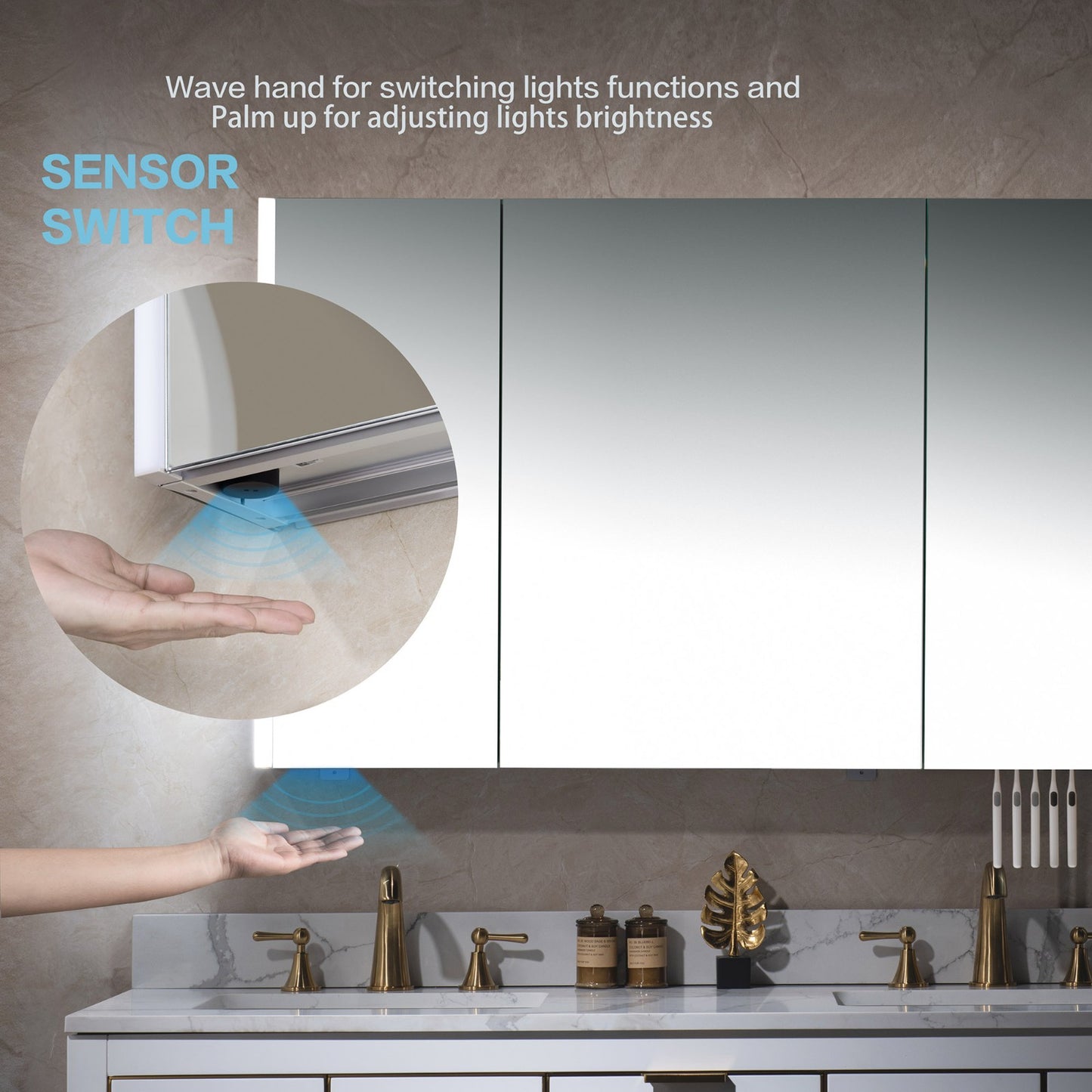 WOODBRIDGE MCL4830 | Frameless Tri-View Medicine Cabinet | with Mirror Defogger, LED Lighting & Soft-Close Doors