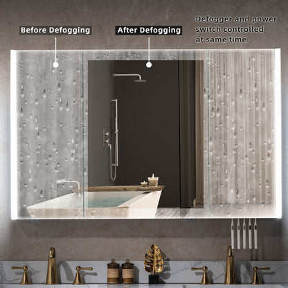 WOODBRIDGE MCL4830 | Frameless Tri-View Medicine Cabinet | with Mirror Defogger, LED Lighting & Soft-Close Doors