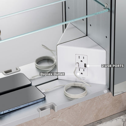 WOODBRIDGE MCL4830 | Frameless Tri-View Medicine Cabinet | with Mirror Defogger, LED Lighting & Soft-Close Doors