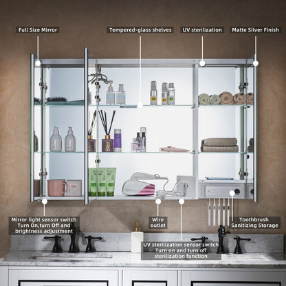 WOODBRIDGE MCL4830 | Frameless Tri-View Medicine Cabinet | with Mirror Defogger, LED Lighting & Soft-Close Doors
