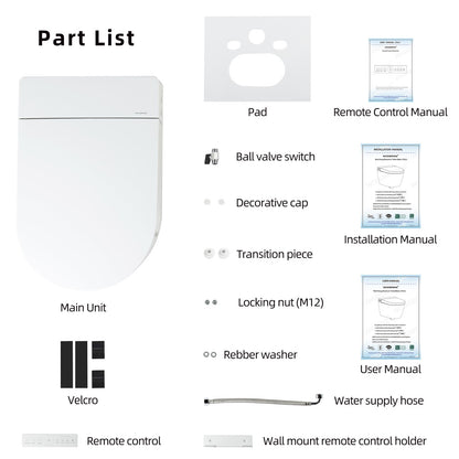 WOODBRIDGE LT611_SWHT611_FP611-WH | Modern Wall-Hung Smart Bidet Toilet | with Heated Seat, Dryer & Concealed Tank