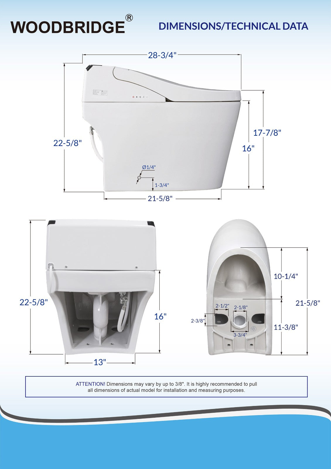 WOODBRIDGE B0960S | Smart Bidet Toilet | with Auto Open/Close, Auto Flush & Chair Height