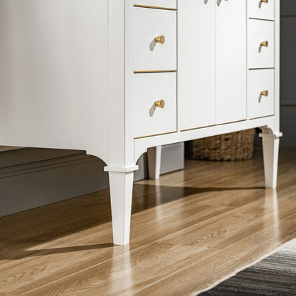 WOODBRIDGE 48" Roma-4821-White_CAVT4922-8 | Bathroom Vanity | with Carrara Marble Top, Undermount Sink, Solid Wood Cabinet, White Finish & Gold Hardware