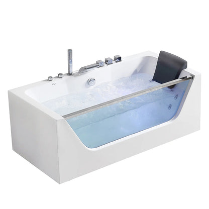 Empava 67" Modern Alcove Whirlpool Bathtub | 11 Jets | EMPV-67JT408LED