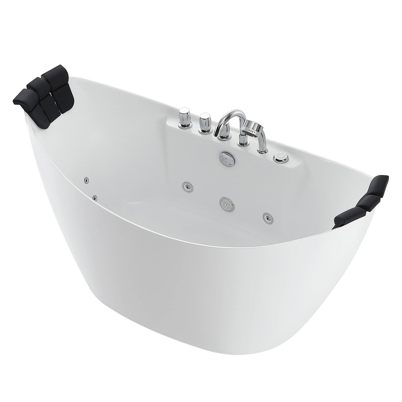 Empava 67" Boat-Shaped Freestanding Whirlpool Bathtub | 8 Hydro-Massage Jets | EMPV-67AIS10