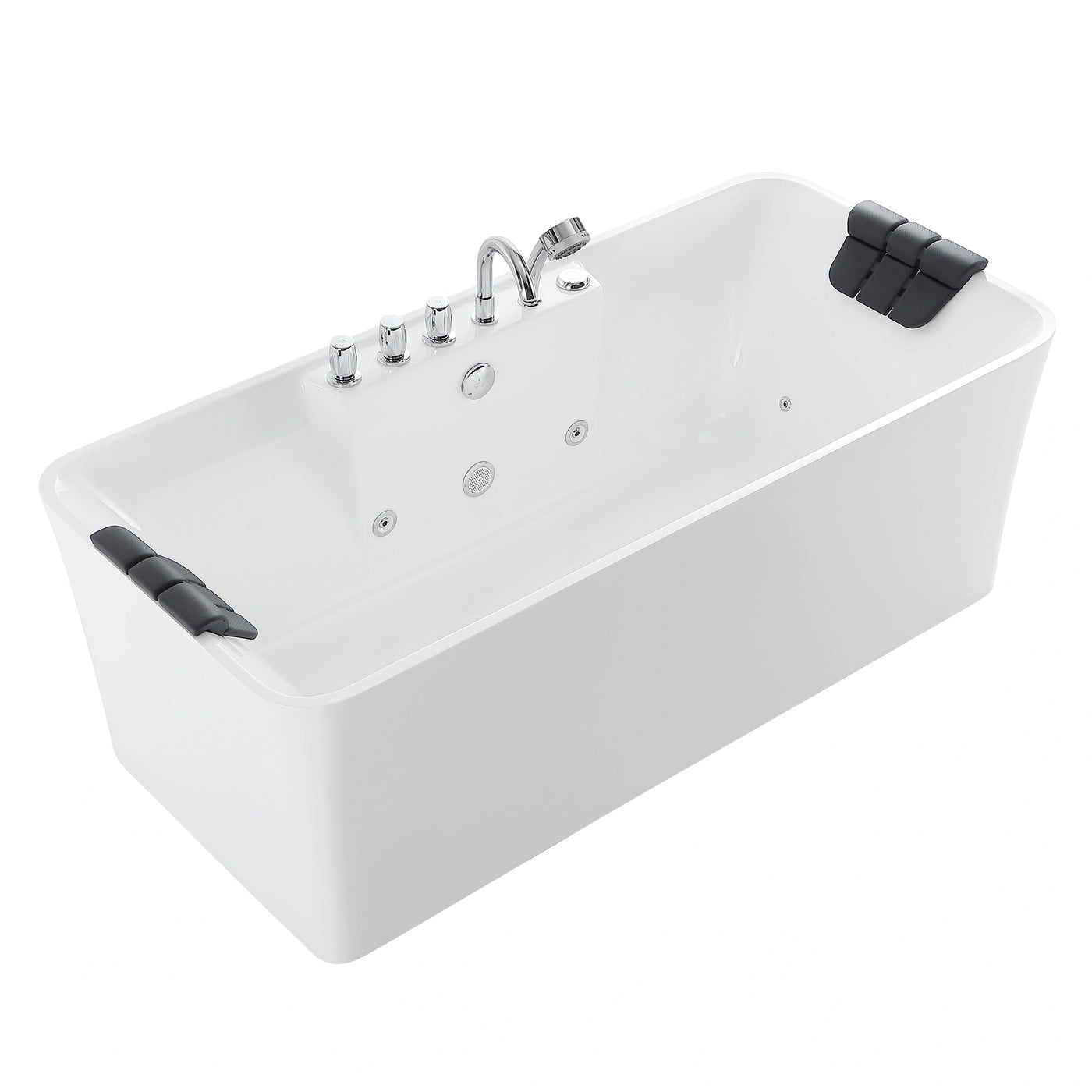Empava 67" Freestanding Rectangle Whirlpool Bathtub | 8 Jets | EMPV-67AIS16