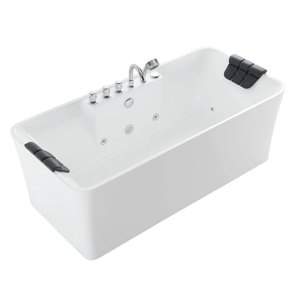 Empava 67" Freestanding Rectangle Whirlpool Bathtub | 8 Jets | EMPV-67AIS16
