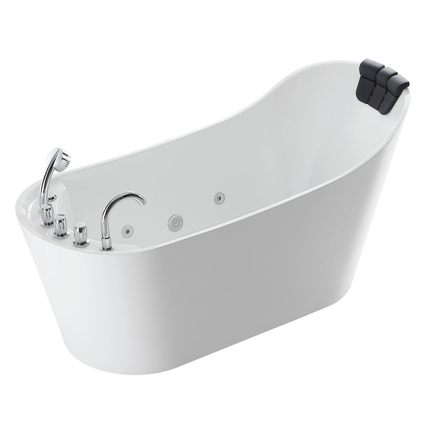 Empava 67" High-Back Slipper Whirlpool Bathtub | 7 Hydro-Massage Jets | EMPV-67AIS09