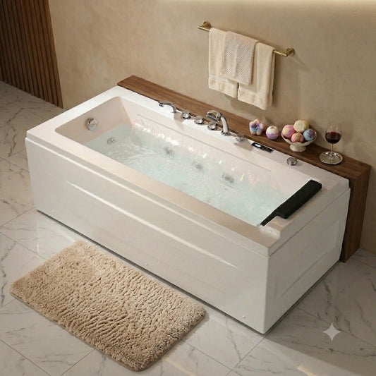 Empava 67" Alcove Whirlpool Tub with Inline Heater | EMPV-67JT351LED