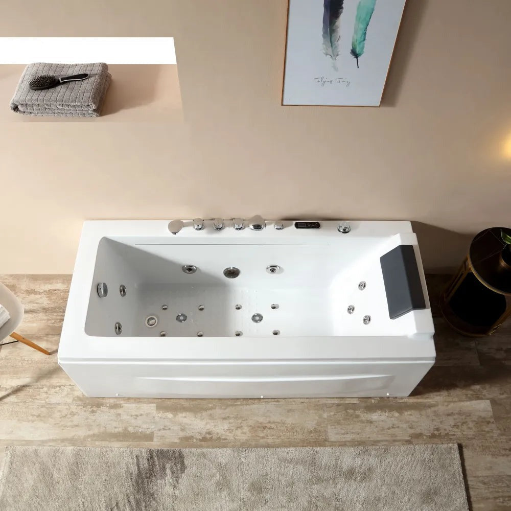 Empava 67" Alcove Whirlpool Tub with Inline Heater | EMPV-67JT351LED
