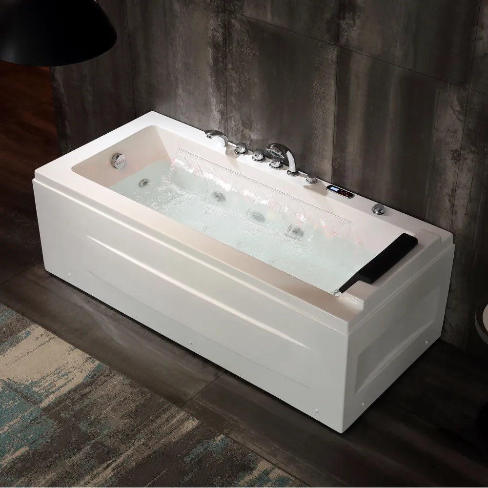 Empava 67" Alcove Whirlpool Tub with Inline Heater | EMPV-67JT351LED