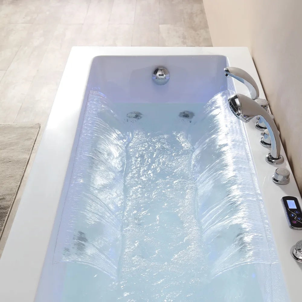 Empava 67" Alcove Whirlpool Tub with Inline Heater | EMPV-67JT351LED