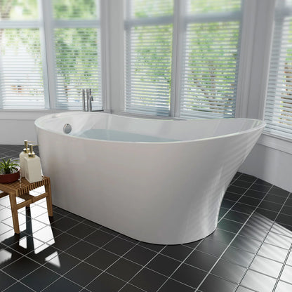 67" Modern Freestanding Slipper Soaking Bathtub | White Acrylic with Left Drain |  EMPV-67FT1528