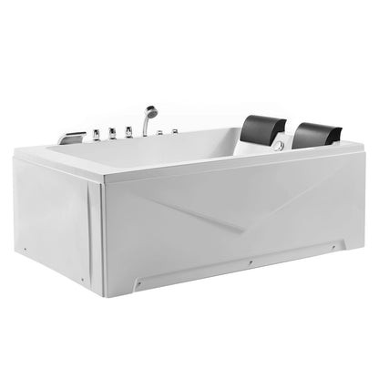 Empava EMPV-71JT667B | 71" x 47" Alcove Whirlpool Tub | 16-Jet Hydro-Massage | 2-Person Left Drain Bathtub