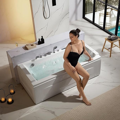 Empava 71" Whirlpool Bathtub with Hydro Massage Heater - EMPV-71JT351