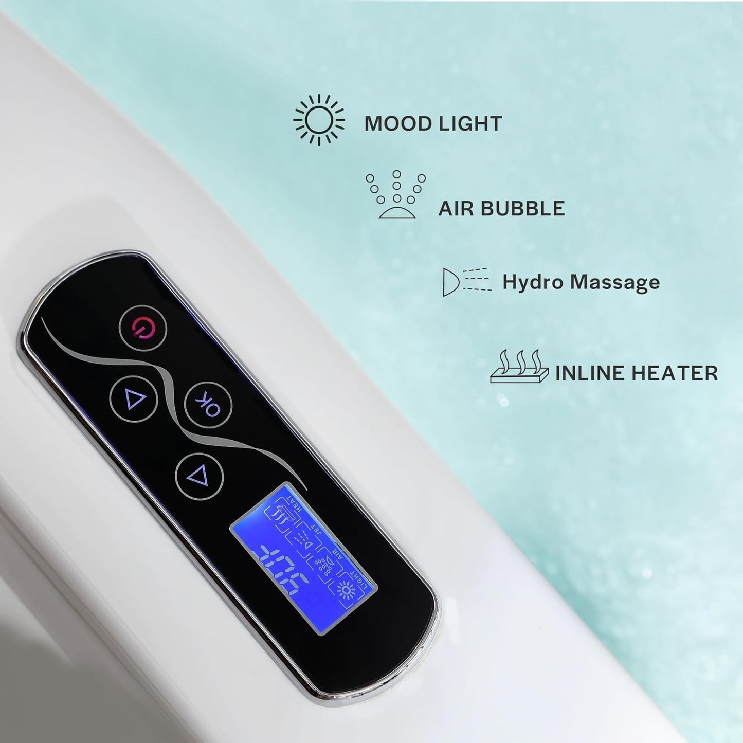 Empava EMPV-71JT618L ‎71"L x 47"W x 24.4"H 2-Person Heated Soaking 16 Jets Whirlpool Bathtub
