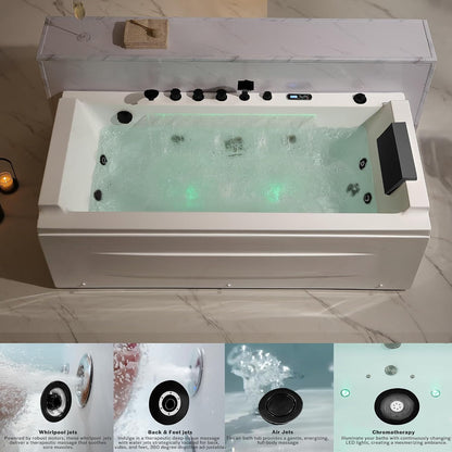 Empava 71" Whirlpool Bathtub with Hydro Massage Heater - EMPV-71JT351