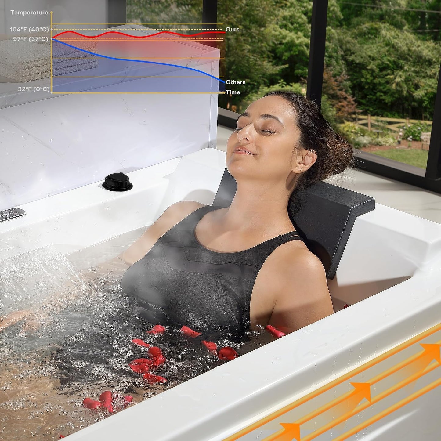Empava 71" Whirlpool Bathtub with Hydro Massage Heater - EMPV-71JT351