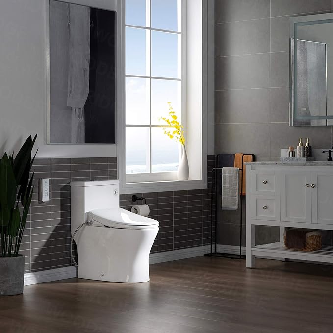 WOODBRIDGE T-0044 | One-Piece Smart Bidet Toilet | with Dual Flush, Heated Seat & Warm Air Dryer, White