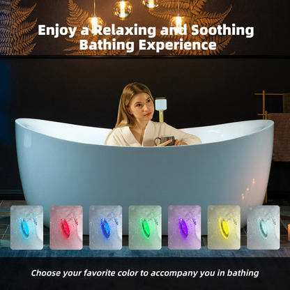 WOODBRIDGE BG400+F0045BG | 72" x 35-3/8" Whirlpool and Air Bath Heated Whirlpool Combination Bathtub with Adjustable Speed Air Jets and Digital Control Panel, Brushed Gold Finish Trim and Drain