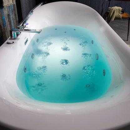72" Adjustable Speed Whirlpool Tub | Heated, Air & LED Controls | Woodbridge BJ400 + F0041CH
