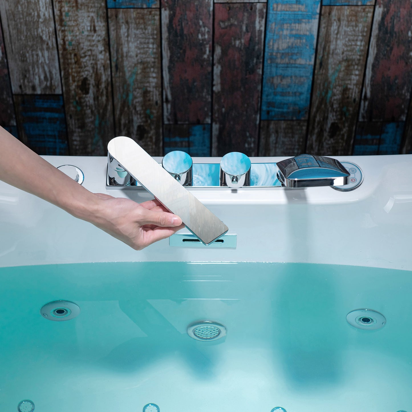 WOODBRIDGE BJ400+F0041CH 72" x 35-3/8" Whirlpool Water Jetted + Air Bubble Freestanding Heated Soaking Combination Bathtub