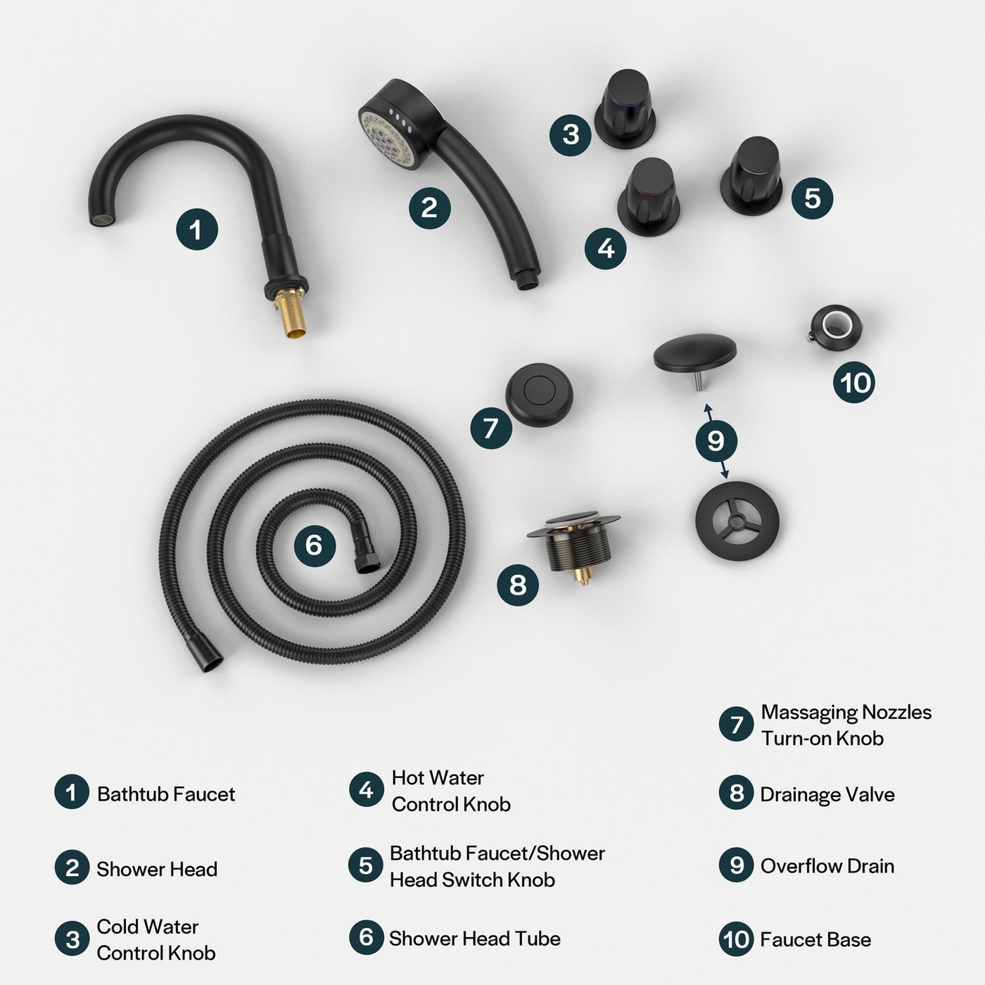 Bathtub Faucet Fixtures For Empava 59/67JT408 Series Whirlpool Spa Tubs