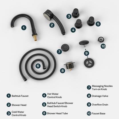 Bathtub Faucet Fixtures For Empava AIS Series Whirlpool Spa Tubs
