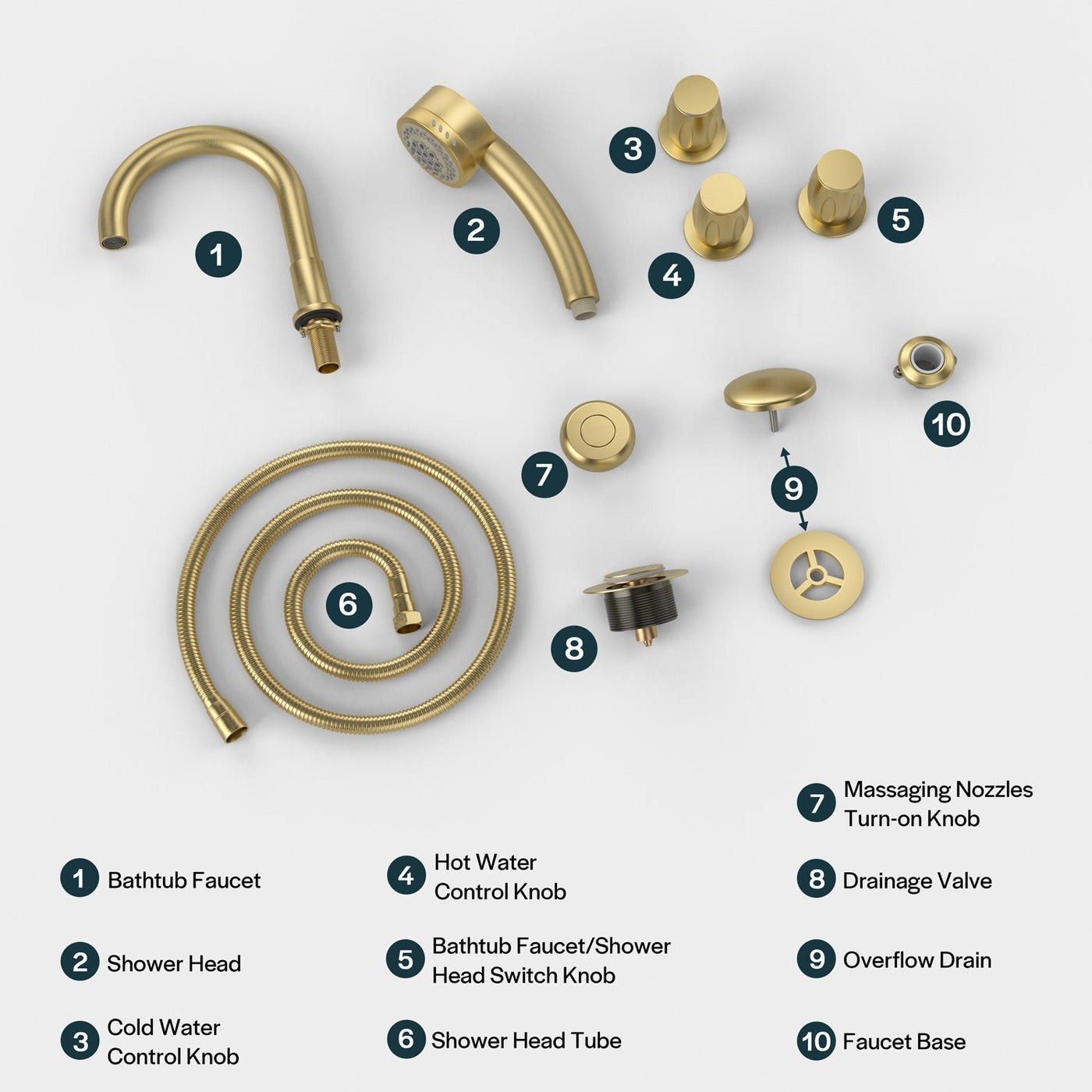 Bathtub Faucet Fixtures For Empava 59/67JT408 Series Whirlpool Spa Tubs