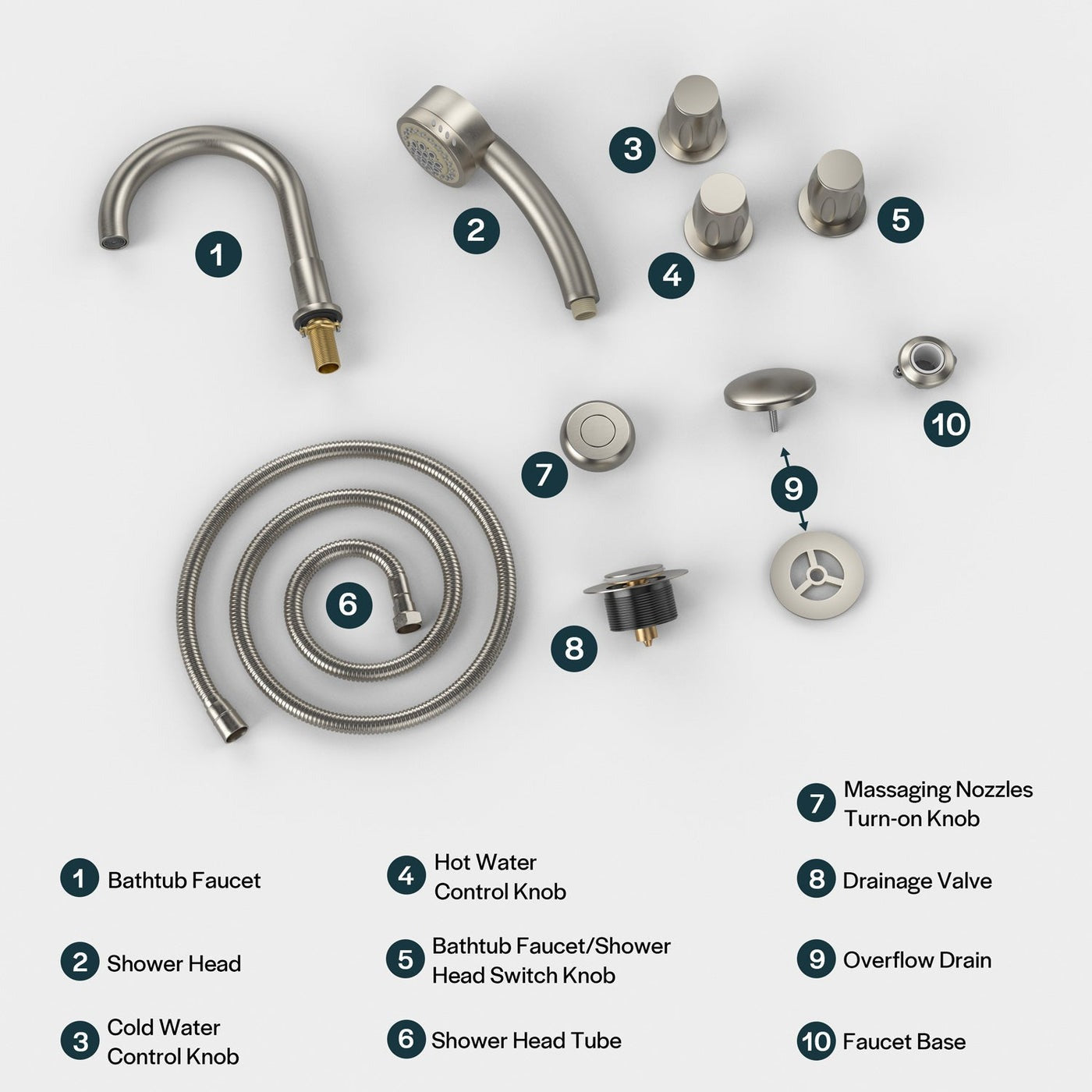Bathtub Faucet Fixtures For Empava 59/67JT408 Series Whirlpool Spa Tubs