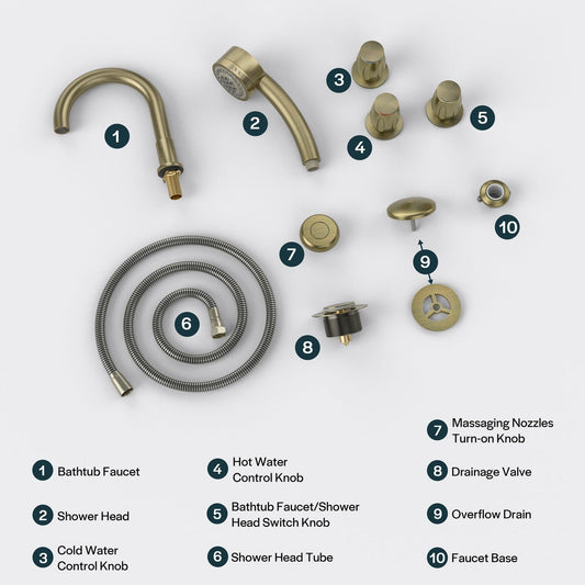 Bathtub Faucet Fixtures For Empava AIS Series Whirlpool Spa Tubs