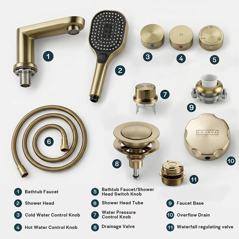 Bathtub Faucet Fixtures For Empava EMPV-71PRO02 Whirlpool Tubs