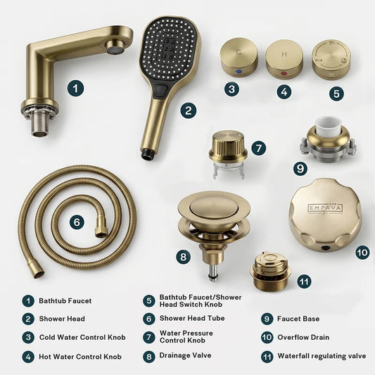 Bathtub Faucet Fixtures For Empava EMPV-71PRO02 Whirlpool Tubs