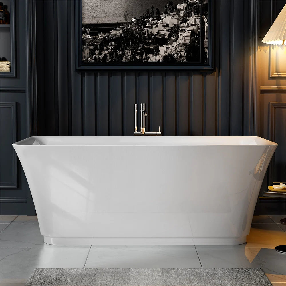 Empava 59" Freestanding Rectangular Soaking Bathtub witn Center Drain | EMPV-59FT1511
