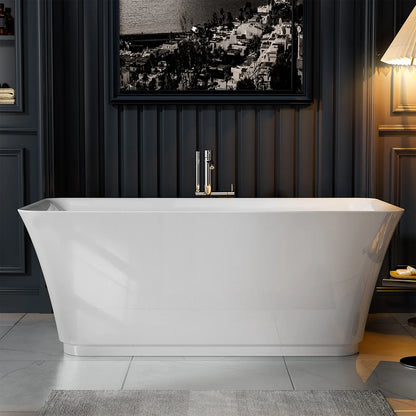 Empava 59" Freestanding Rectangular Soaking Bathtub witn Center Drain | EMPV-59FT1511