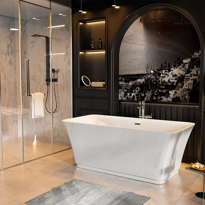 Empava 59" Freestanding Rectangular Soaking Bathtub witn Center Drain | EMPV-59FT1511