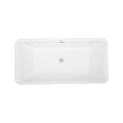 Empava 59" Freestanding Rectangular Soaking Bathtub witn Center Drain | EMPV-59FT1511