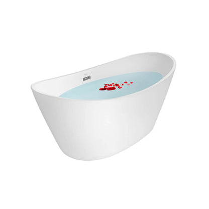 Empava EMPV-59FT1518 59" Acrylic Freestanding Deep Soaking Bathtub with Center Drain