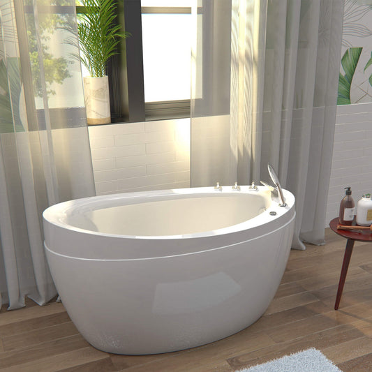 Empava EMPV-59JT011 - 59" Japanese-Style Freestanding Air Massage Bathtub with Reversible Drain