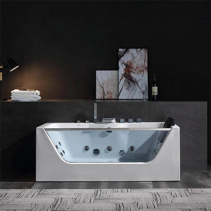 Front view of the Empava EMV-59JT319LED 11 Jet Alcove Whirlpool Bathtub