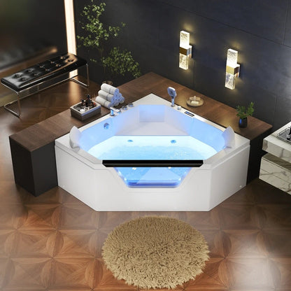 Empava 59″ Corner Whirlpool Tub with Air Jets & Heater | EMPV-59PRO03