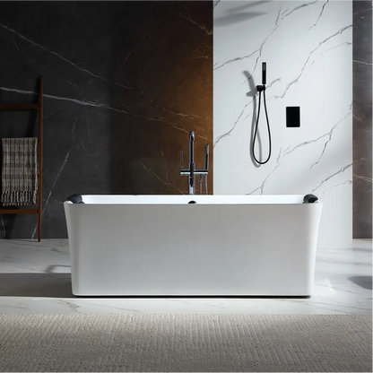 Empava EMPV-67AIS34-BK | 67" Acrylic Freestanding Whirlpool Bathtub | 18 Jets | Black Trim