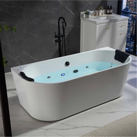 EMPV-71AIS35-BK | 71" Acrylic Freestanding Whirlpool Bathtub with Center Drain