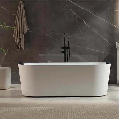 EMPV-71AIS35-BK | 71" Acrylic Freestanding Whirlpool Bathtub with Center Drain