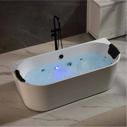 EMPV-71AIS35-BK | 71" Acrylic Freestanding Whirlpool Bathtub with Center Drain