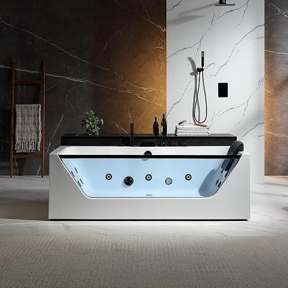 Empava 71" Ergonomic Whirlpool Tub | Inline Heater | EMPV-71JT408